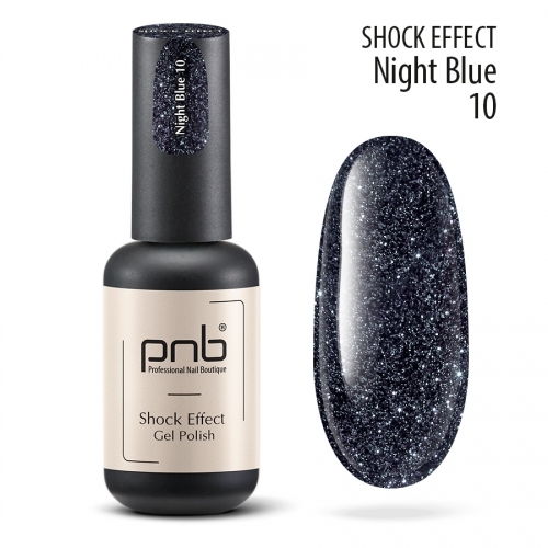 Гель-лак светоотражающий Shock Effect 10 Night Blue Pnb, 8 мл.