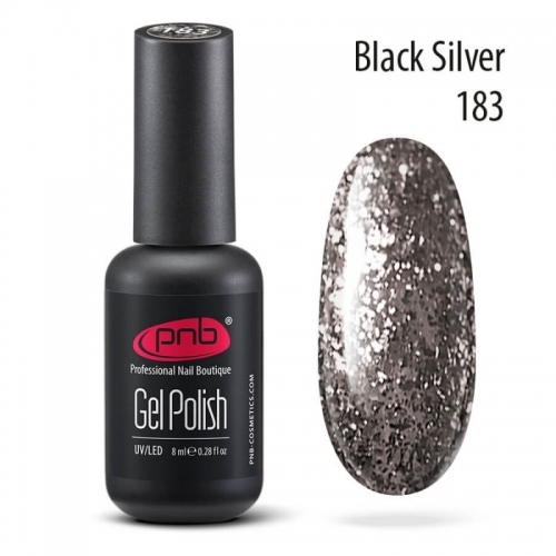 Гель-лак PNB Star Way, Black Silver 183, 8 мл