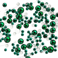 Стразы Pnb зеленые микс стекло, 200 шт.