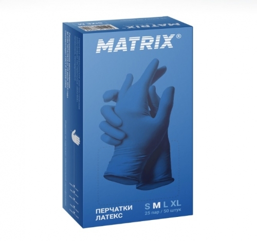 Перчатки латексные сверхпрочные хай риск Matrix High Risk Latex M, 50 шт.