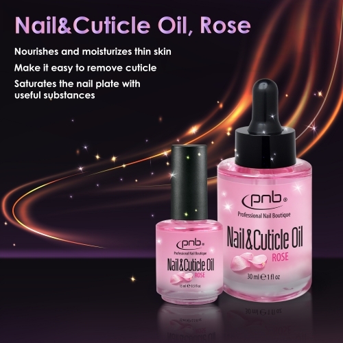 Масло для ногтей и кутикулы роза Nail&Cuticle oil Rose Pnb, 15 мл.