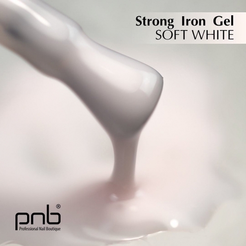 Стронг айрон гель база нежно-белый Strong Iron Gel Soft White Pnb, 8 мл.