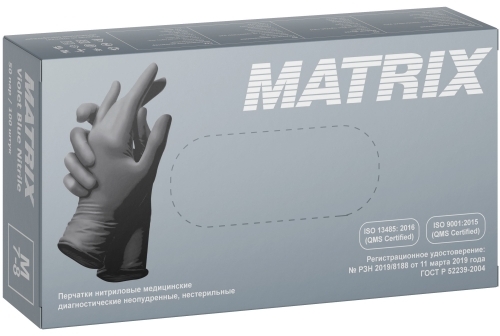 Перчатки нитриловые черные Matrix НТ Black Nitrile S, 100 шт.