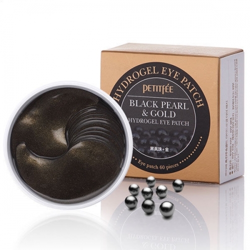 Гидрогелевые патчи для глаз с черным жемчугом Black Pearl & Gold Petitfee, 60 шт.
