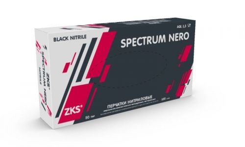Перчатки нитриловые черные ZKS Spectrum Nero M, 100 шт.