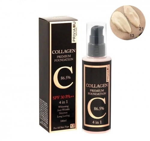 Тональный крем с коллагеном №13 Collagen Premium Foundation C 86.5% SPF 30 PA++ 4in1 Privia U, 100 мл.