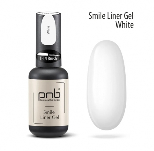 Гель лак белый с тонкой кистью Smile Liner Gel PNB, 8 мл.