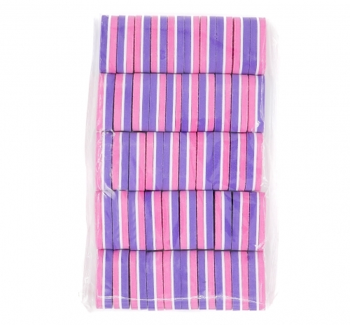 Мини баф для ногтей овал розово-фиолетовый 100/180 грит, упаковка 50 шт.