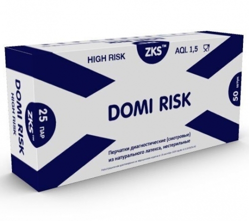 Перчатки латексные сверхпрочные хай риск ZKS High Risk Domi Risk S, 50 шт.