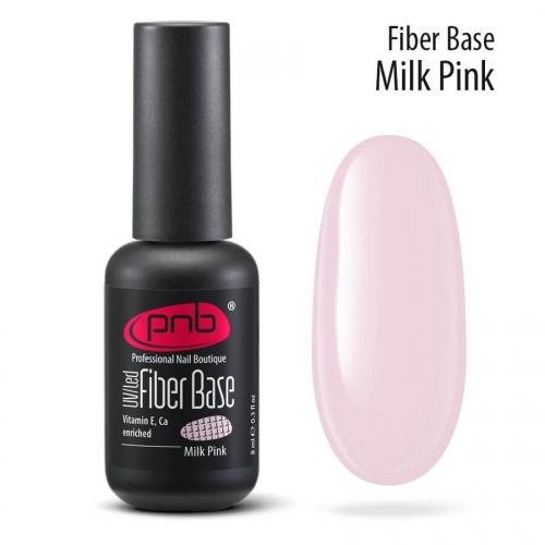 Файбер база молочно-розовая Fiber Base Milk Pink Pnb, 8 мл.