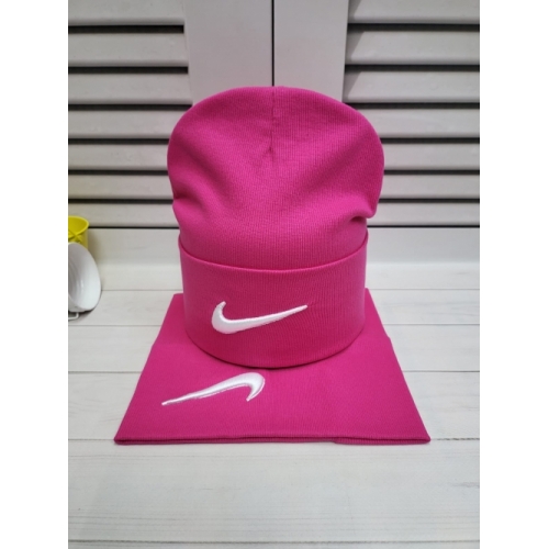 Комплект шапка+снуд Nike розовый, осень.