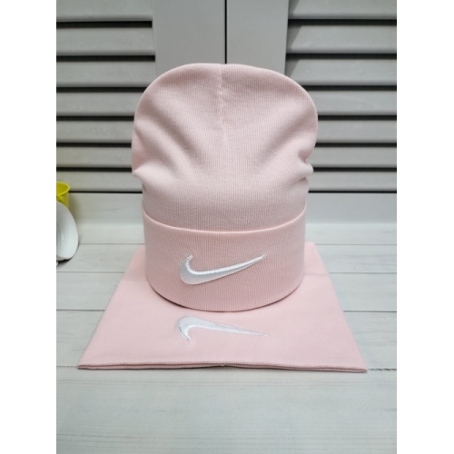 Комплект шапка+снуд Nike персиковый, осень.