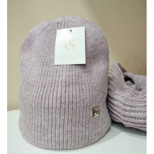 Комплект зимний шапка и хомут, лиловый