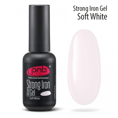 Стронг айрон гель база нежно-белый Strong Iron Gel Soft White Pnb, 8 мл.