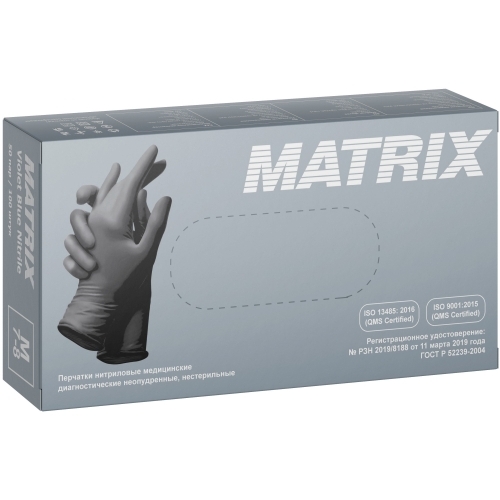 Перчатки нитриловые черные Matrix НТ Black Nitrile XS, 100 шт.