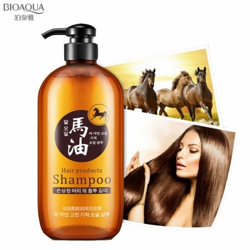 Шампунь с лошадиным жиром Shampoo Horse Oil care soft hair Bioaqua, 300 мл.