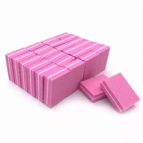 Мини баф для ногтей розовый 100/180 грит, упаковка 50 шт.