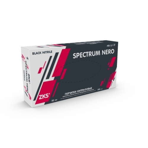 Перчатки нитриловые черные ZKS Spectrum Nero S, 100 шт.