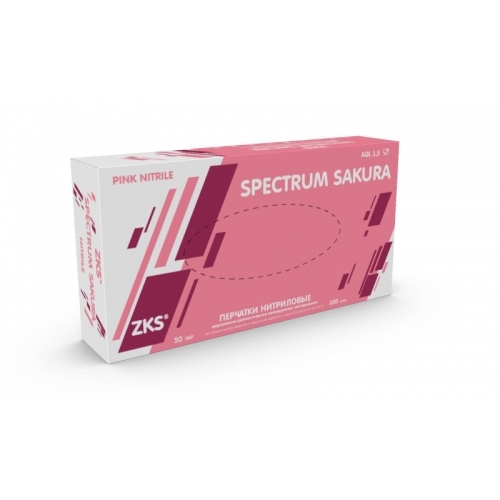 Перчатки нитриловые розовые ZKS Spectrum Sakura XS, 100 шт.