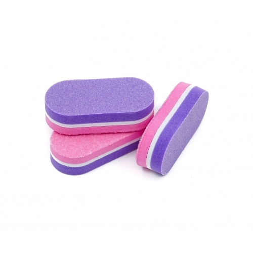 Мини баф для ногтей овал розово-фиолетовый 100/180 грит, упаковка 50 шт.