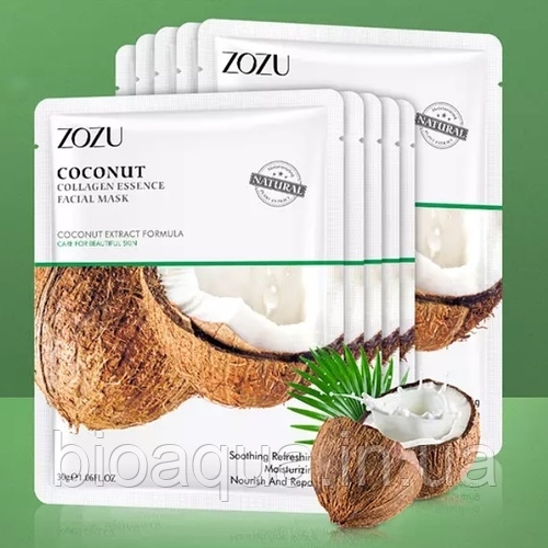 Тканевая маска с экстрактом кокоса Coconut Collagen Essence Facial Mask Zozu
