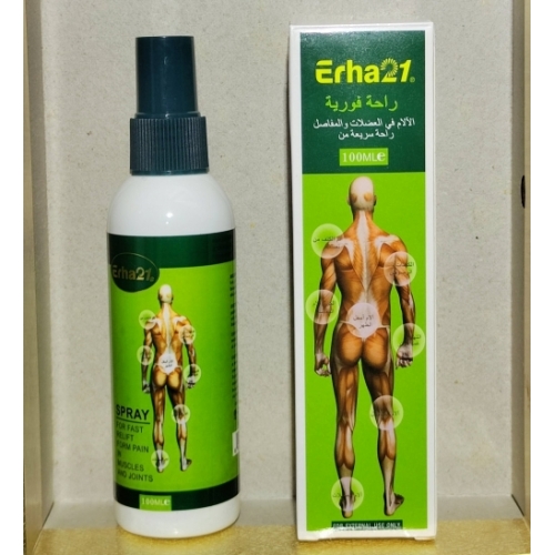 Спрей от боли в мышцах охлаждающий зеленый Erha21, 100 мл.