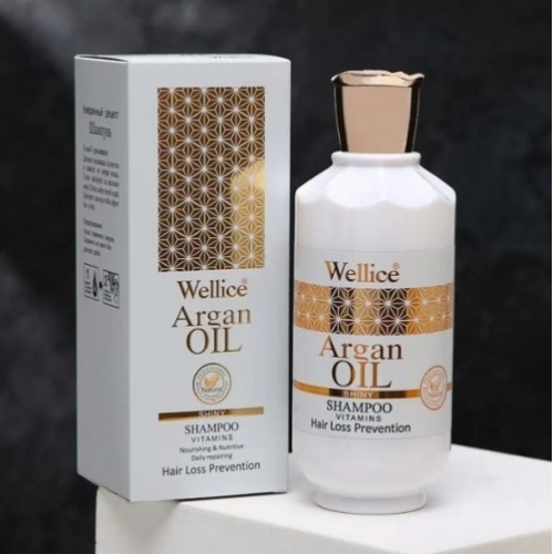 Шампунь против выпадения волос с аргановым маслом Wellice Argan Oil Shiny, 520 гр.