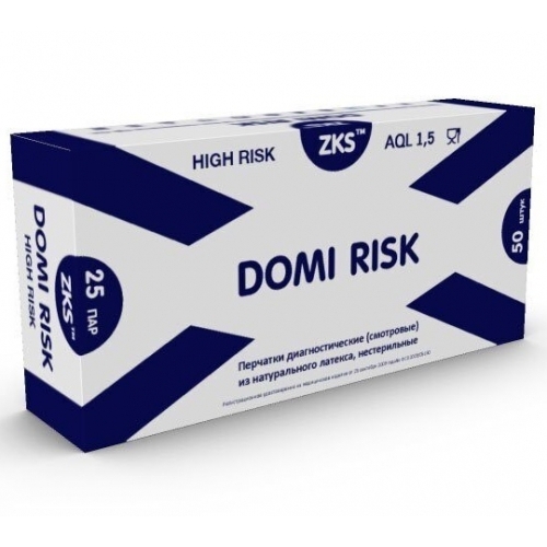 Перчатки латексные сверхпрочные хай риск ZKS High Risk Domi Risk M, 50 шт.