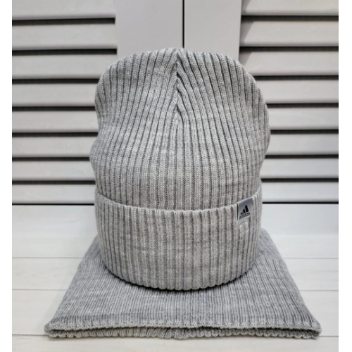 Комплект шапка+снуд cерый Adidas, зима.